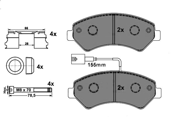 Plaquettes de frein avant Jumper / Boxer 1600kg (3.0HDi)