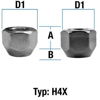 Lug nut open M12x1.5 Conical 60° SW--21 L--17 silver