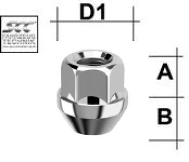Dado della ruota M12x1.5 Cono 60° SW-19 L-25 argento