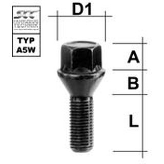 Radschraube M12x1.5 Kegel 60° SW-17 L-30 schwarz