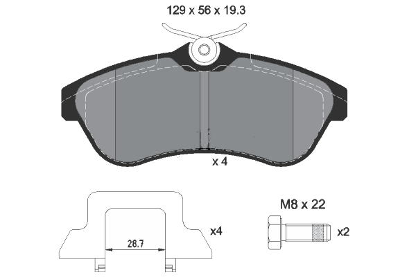 Pastiglie freni anteriore C2 / C3 / C3 II (1.4i-16V1.6i-16V/1.4HDi-16V/1.6HDi-16V)