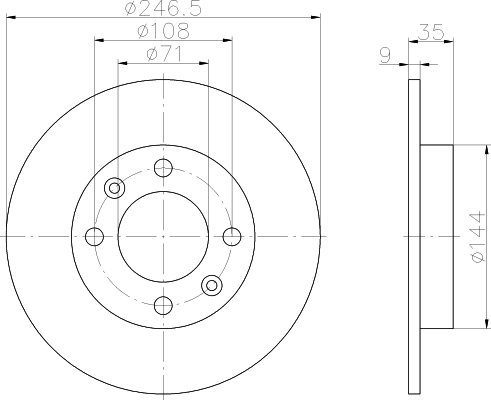 Disque de frein PEINT arrière