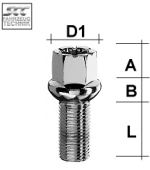 Radschraube M14x1.5 Kugel R14 SW-17 L-27 silber