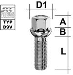 Radschraube M14x1.5 Kugel R13 SW-17 L-43 silber