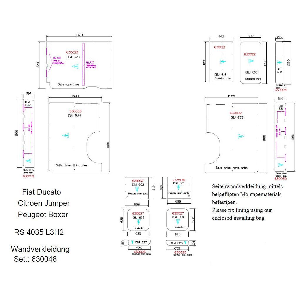 Seitenwandverkleidung, L3 H2 / 24-teilig