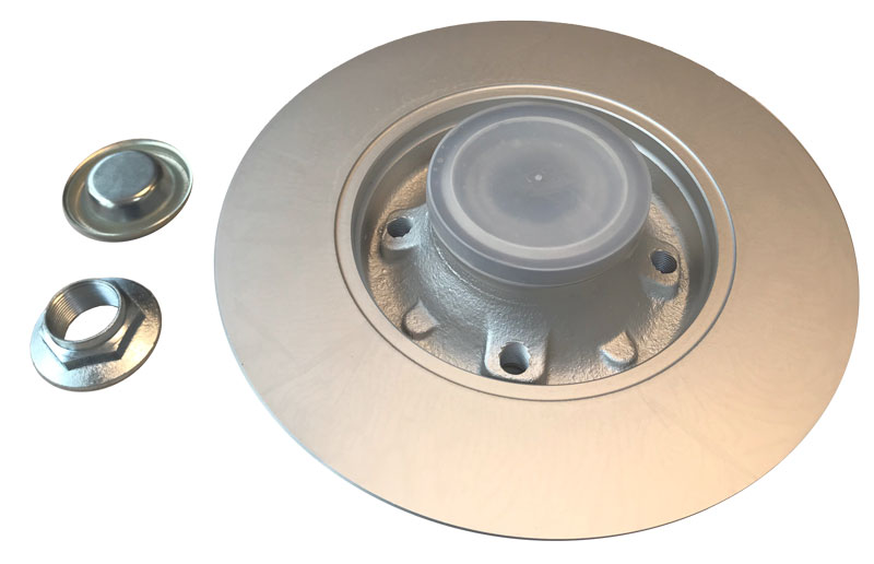 Bremsscheibe BESCHICHTET hinten inkl. Radlager, Staubkappe, Nabenmutter