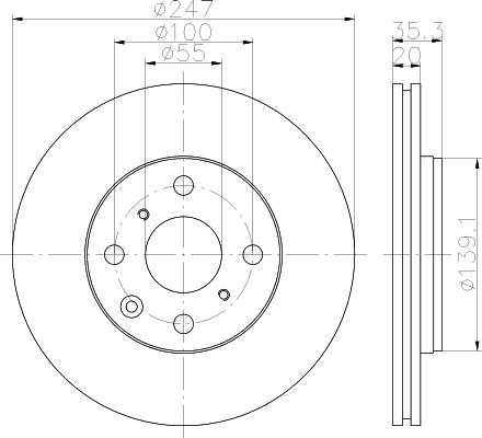 Disco del freno VERNICIATI avanti C1 / 107/108