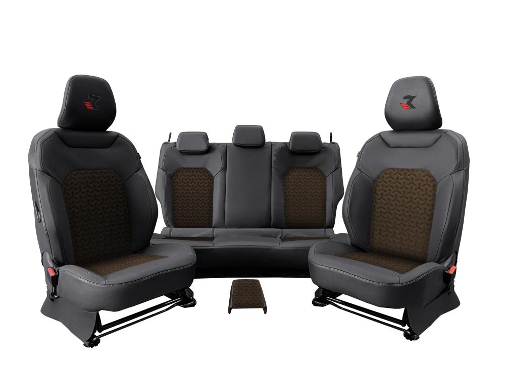 REDUST Sitzbezüge Bigster mit Logo Schwarz/ Braun C12