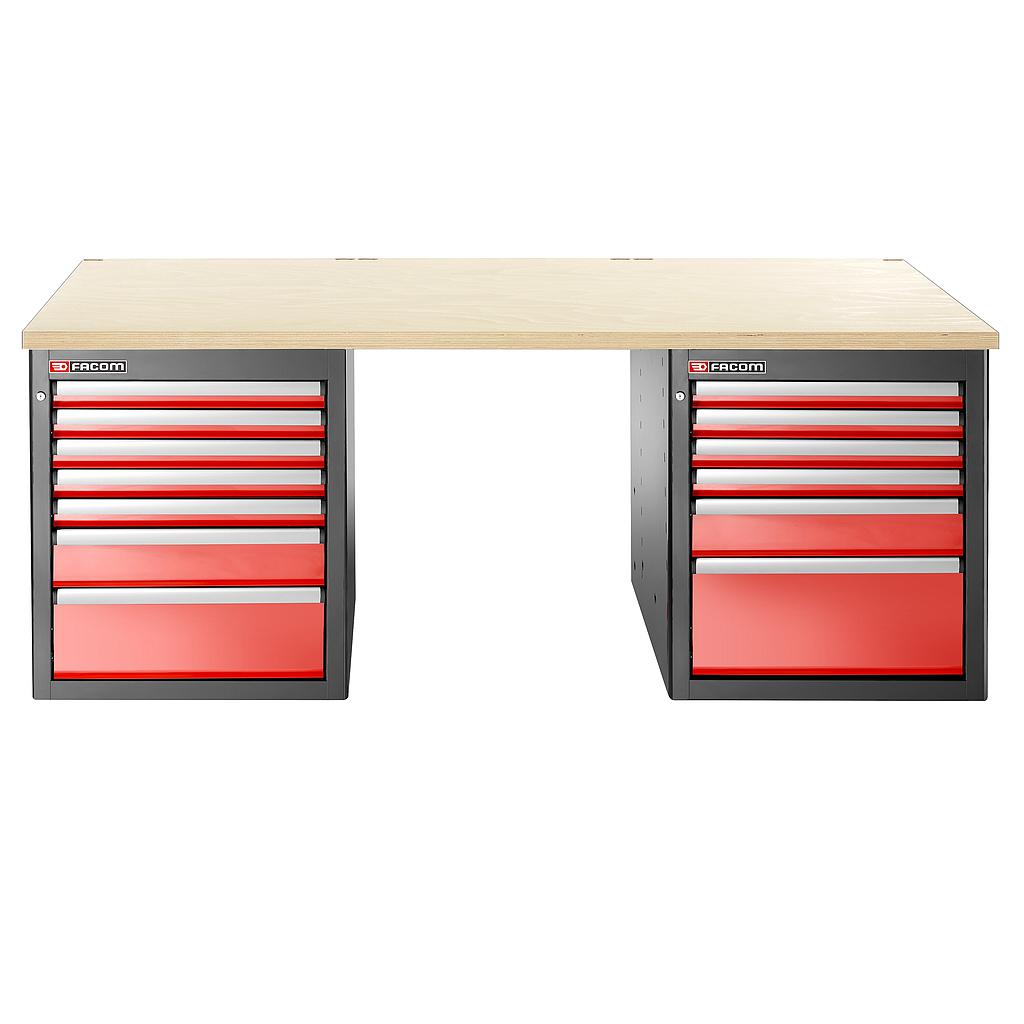 FACOM Jls3 Werkbank 2,2M,Nied, 13Schub, Holz