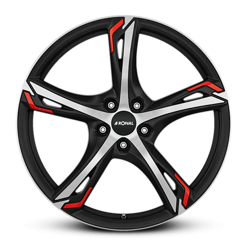 RONAL R62 Red JET BLACK-MATT-FRONT CUT 7.5x17 ET38 5x112 76.0
