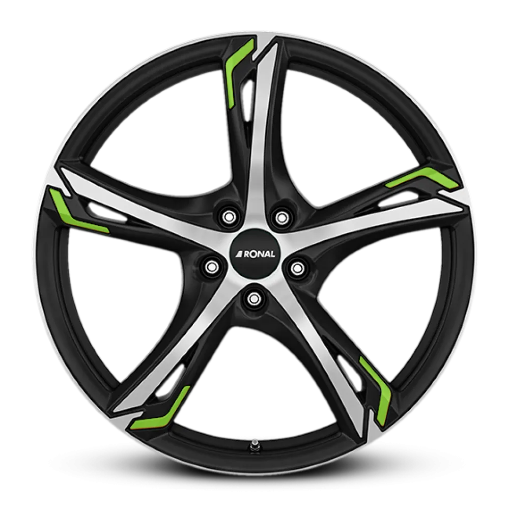 RONAL R62 Green JET BLACK-MATT-FRONT CUT 8.5x20 ET40 5x114.3 82.0