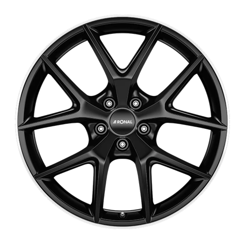 RONAL R75 JET BLACK-MATT-RIM LIP CUT 8.0x18 ET45 5x114.3 82.0 EAB