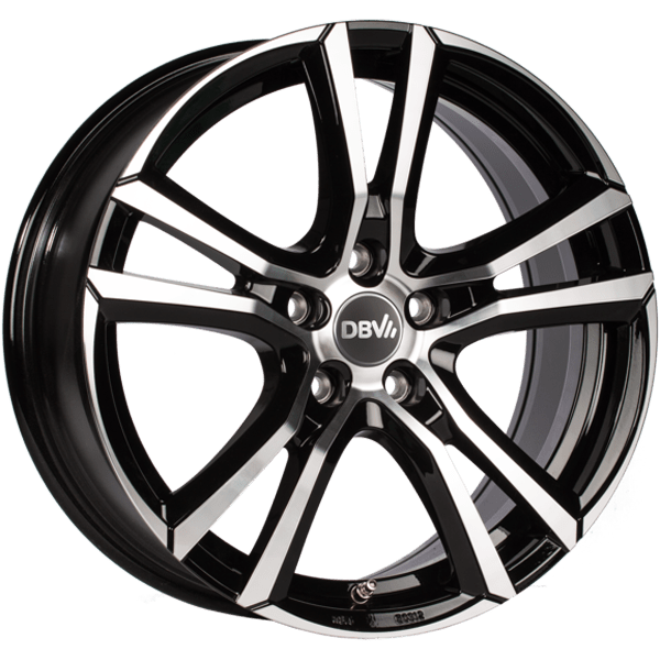 DBV Andorra schwarz glänzend, front poliert 6.5x16 ET48 5x114.3 74.1