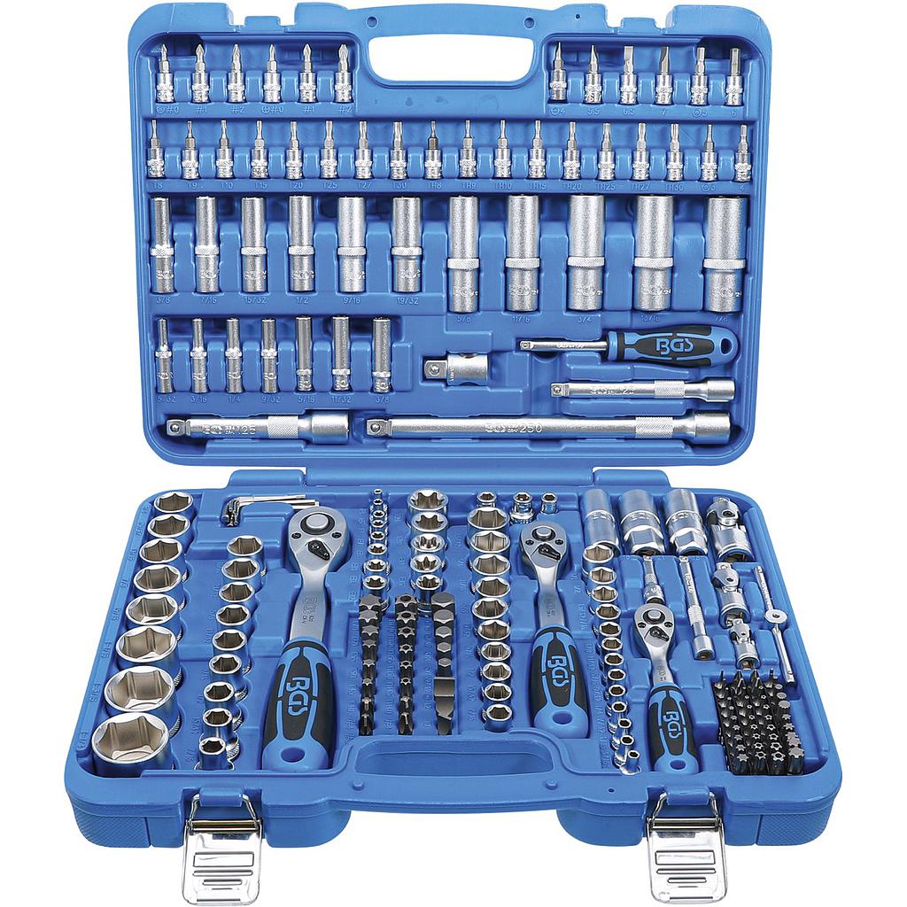 Steckschlüssel-Satz Sechskant | Antrieb 6,3 mm (1/4&quot;) / 10 mm (3/8&quot;) / 12,5 mm (1/2&quot;) | Zollgrössen | 192-tlg.
