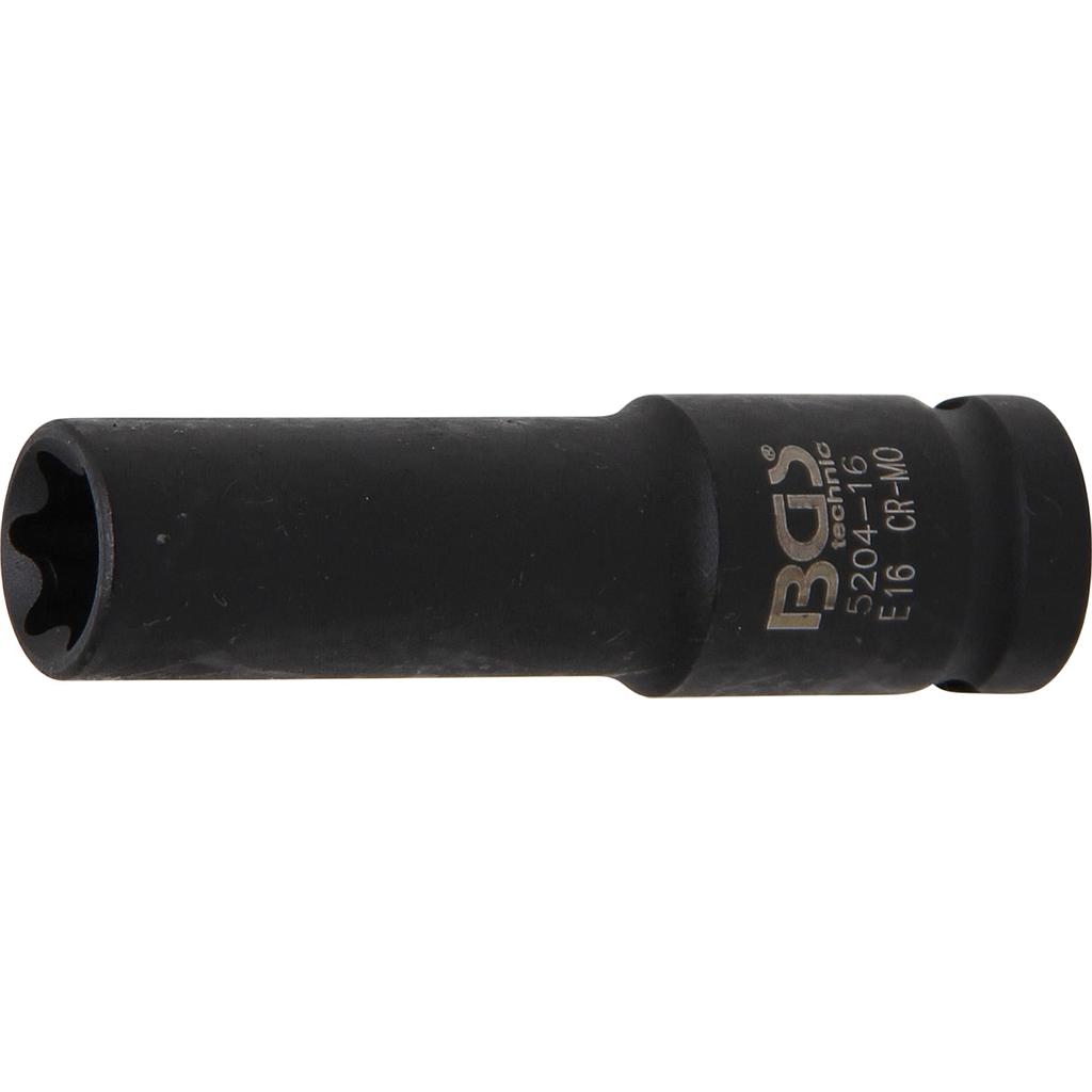 Kraft-Steckschlüssel-Einsatz E-Profil, tief | Antrieb Innenvierkant 12,5 mm (1/2&quot;) | SW E16