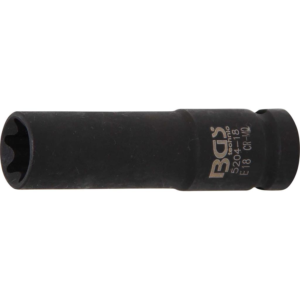 Kraft-Steckschlüssel-Einsatz E-Profil, tief | Antrieb Innenvierkant 12,5 mm (1/2&quot;) | SW E18