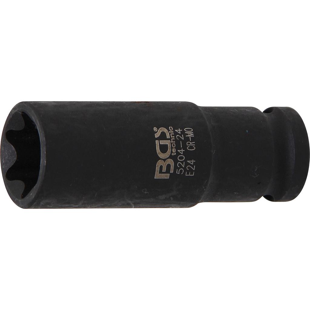 Kraft-Steckschlüssel-Einsatz E-Profil, tief | Antrieb Innenvierkant 12,5 mm (1/2&quot;) | SW E24