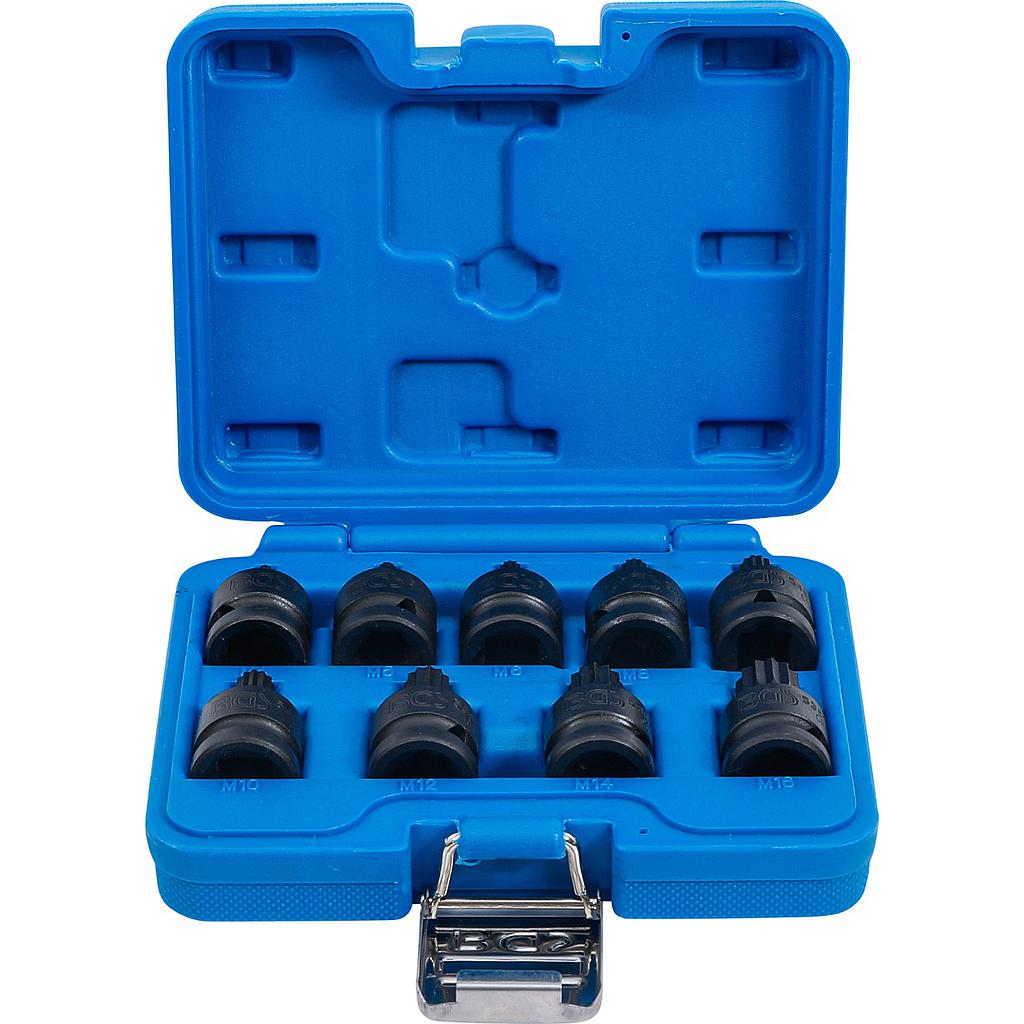 Kraft-Bit-Einsatz-Satz | Antrieb Innenvierkant 12,5 mm (1/2&quot;) | Innenvielzahn (für XZN) M4 - M16 | 9-tlg.