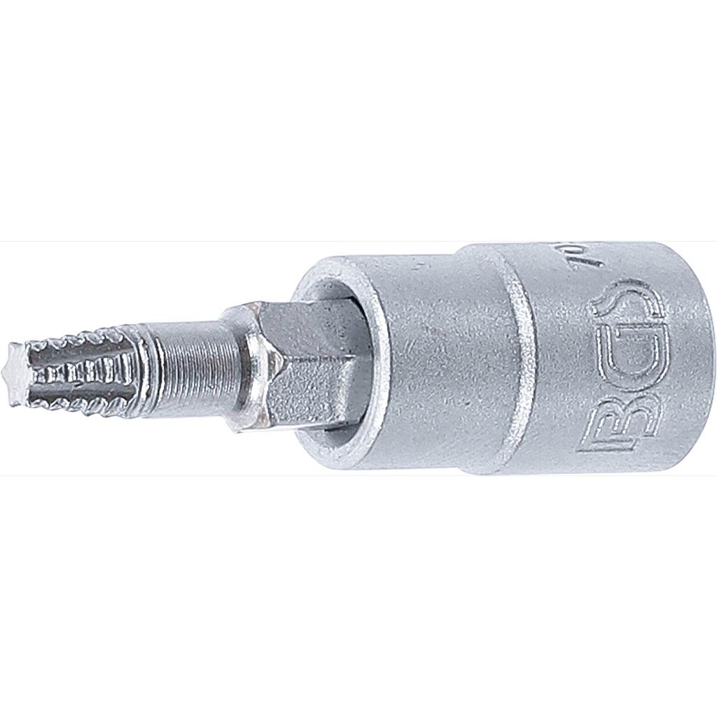 Schraubenausdreher-Bit-Einsatz | Antrieb Innenvierkant 6,3 mm (1/4") | für defektes T-Profil (für Torx) T20