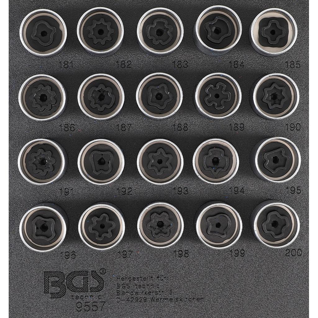 Werkstattwageneinlage 1/6: Felgenschloss-Werkzeug-Satz für Opel (Typ B) | 20-tlg.