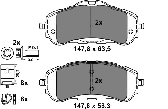 Plaquettes de frein 308 II avant
